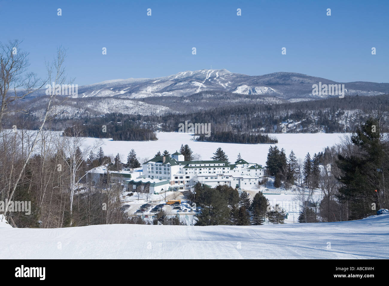 Auberge Grey Rocks with Mont Tremblant Ski Resort in the background on ...