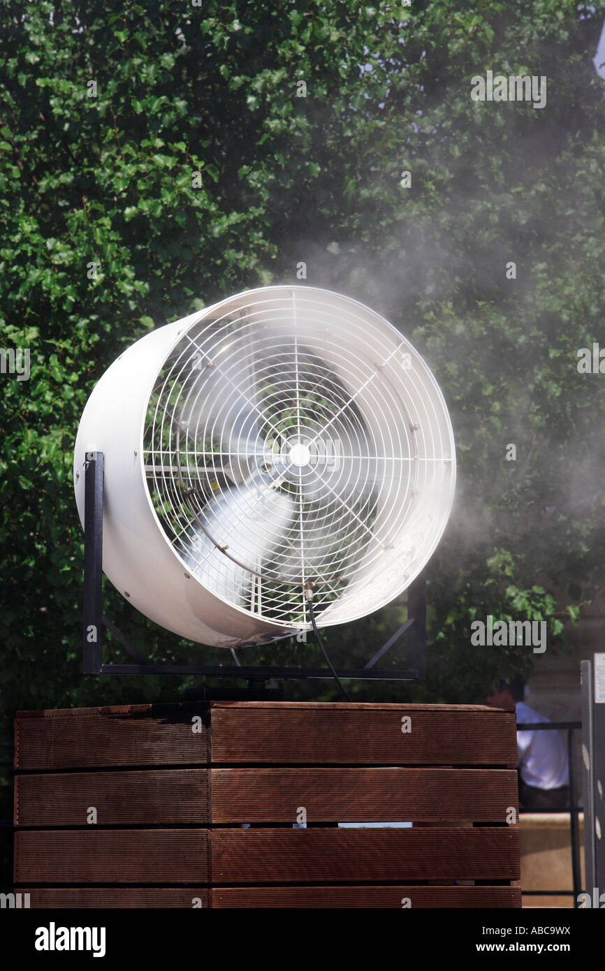 giant humidifier install for tourist during the summer heat wave in