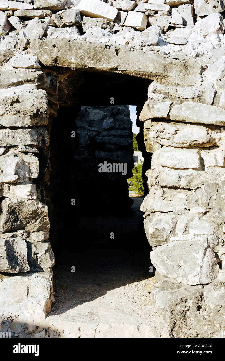 entrance of the mayan archeologic site of tulum Stock Photo