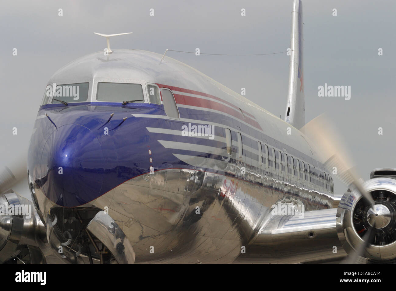 Douglas DC-6 classic vintage propellor airliner from the 1950s operated by Red Bull taken 2006 Stock Photo