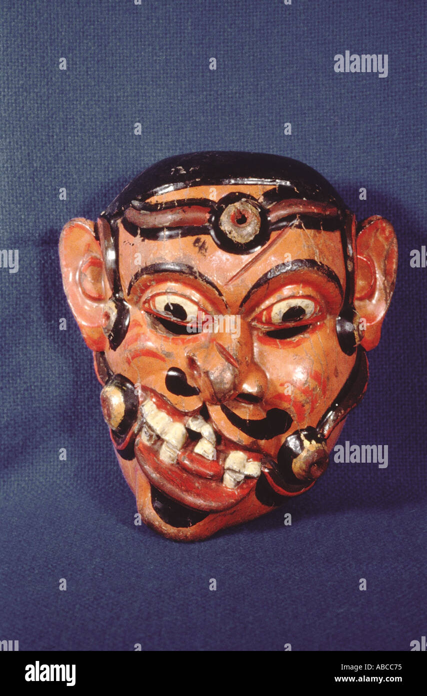 The mask of Heva Kolama, the soldier. Used in Kolam Folk Drama Stock Photo