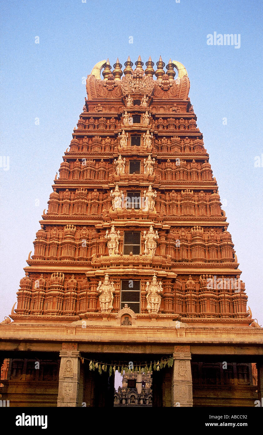 Gopuram of a South Indian temple Temple near Bangalore India Stock