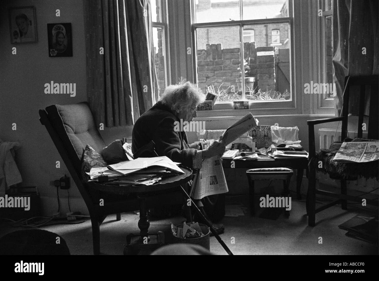 Old lady dressing gown Black and White Stock Photos & Images Alamy