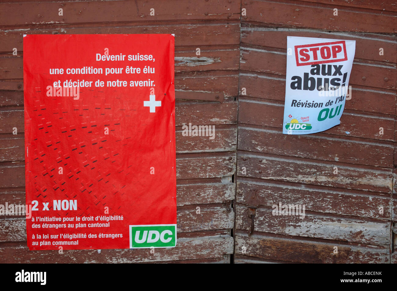 Rightwing swiss election posters Stock Photo Alamy