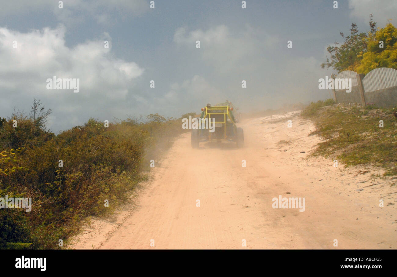 Grand Turk Island dune buggy safari excursion action dusty speed adventure Turks and Caicos Islands tci eastern caribbean Stock Photo