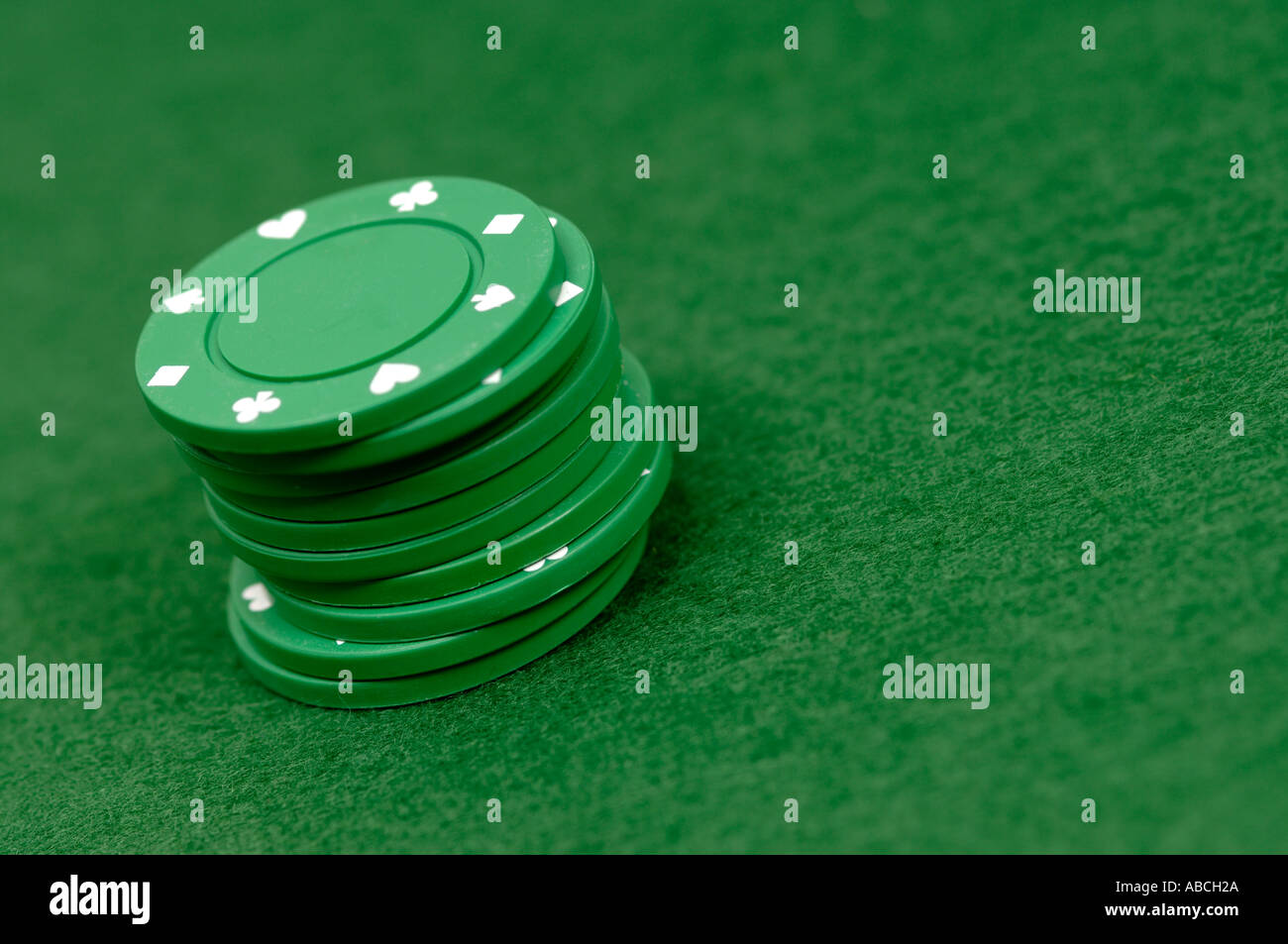 Stack of green poker chips Stock Photo Alamy