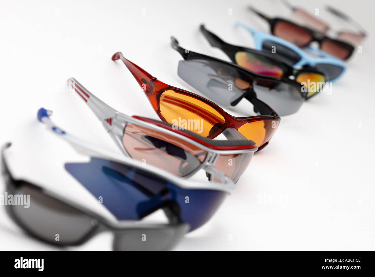A line of sunglasses Stock Photo