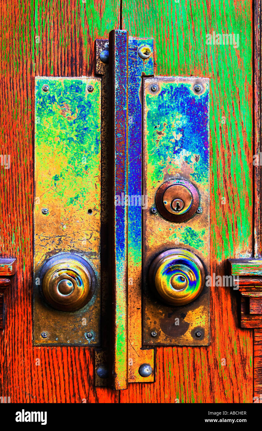 Brass Door Knob Plate Lock Secure Security Antique Mystery