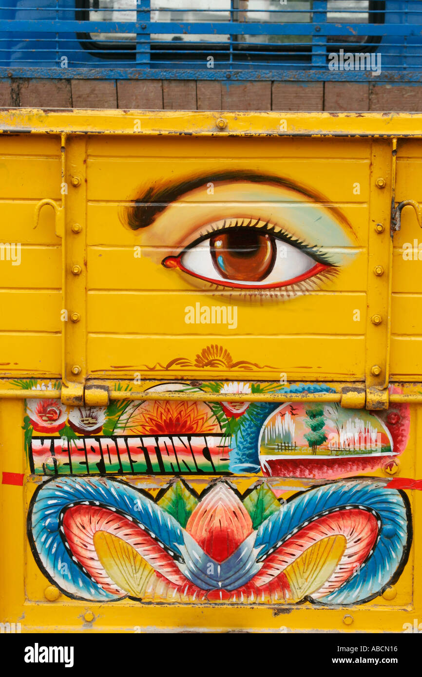 Painted Back Of Truck Trivandrum Kerala India Stock Photo