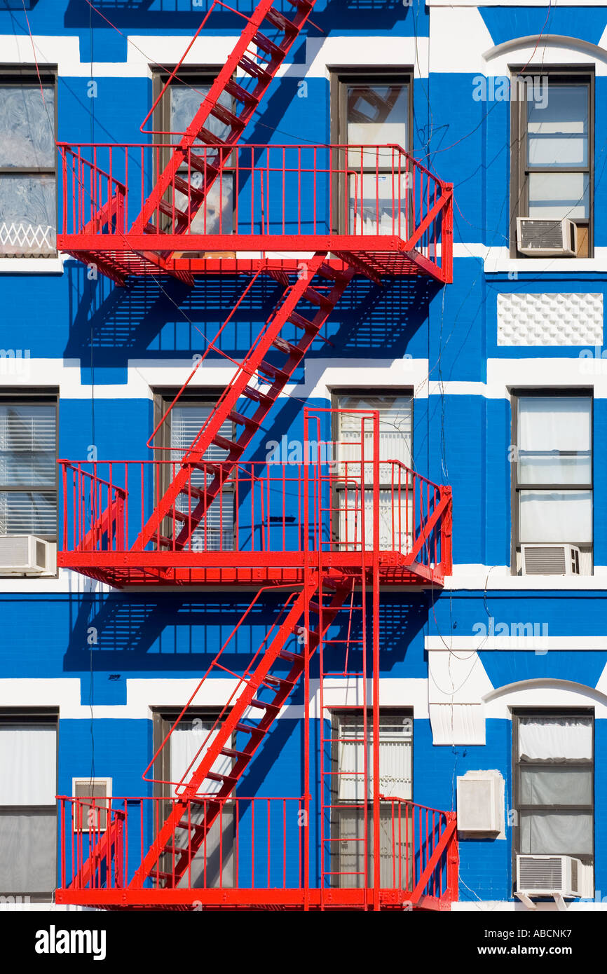 Apartment building with fire escapes Stock Photo Alamy