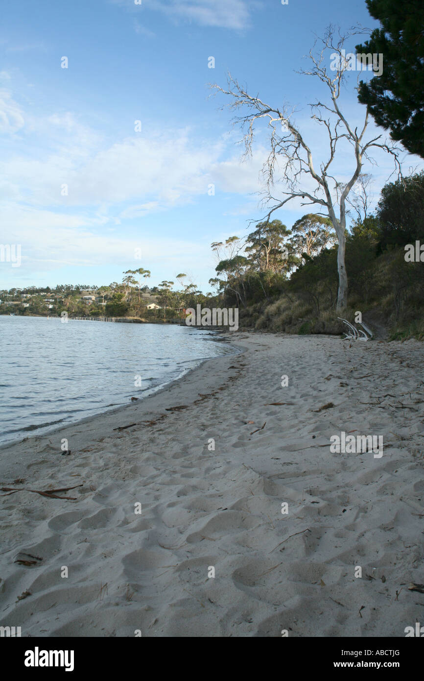 Deserted beach at sunrise, Lewisham, Tasmania, Australia Stock Photo