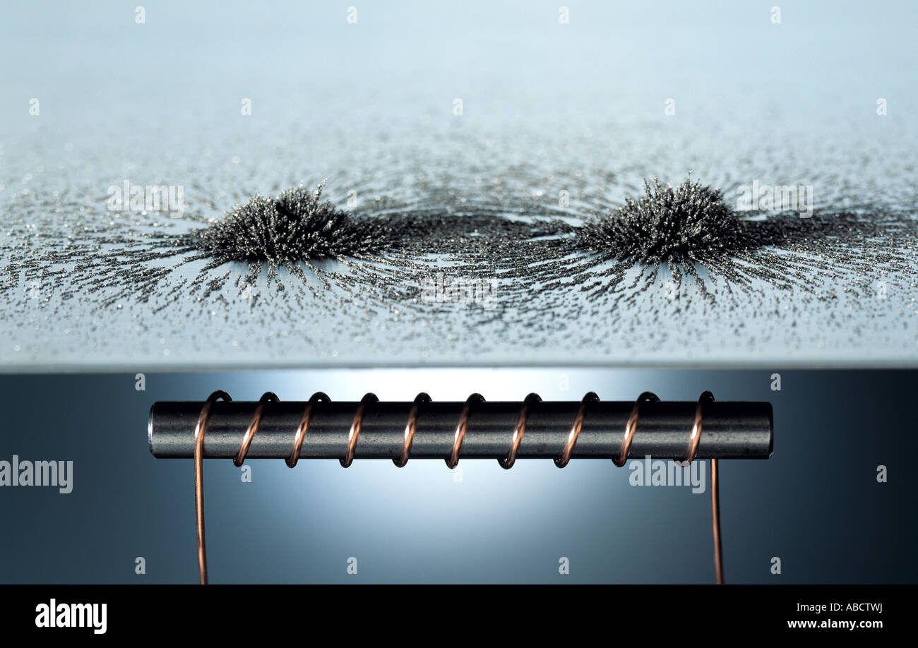 bar and iron filings Stock Photo Alamy