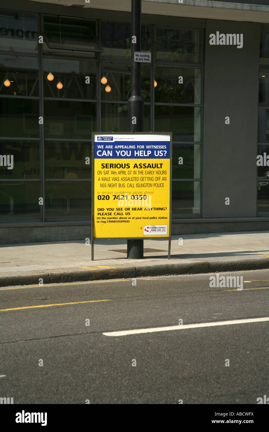 Appealing Sign Witness appeal signs, Shoreditch, London Stock Photo - Alamy