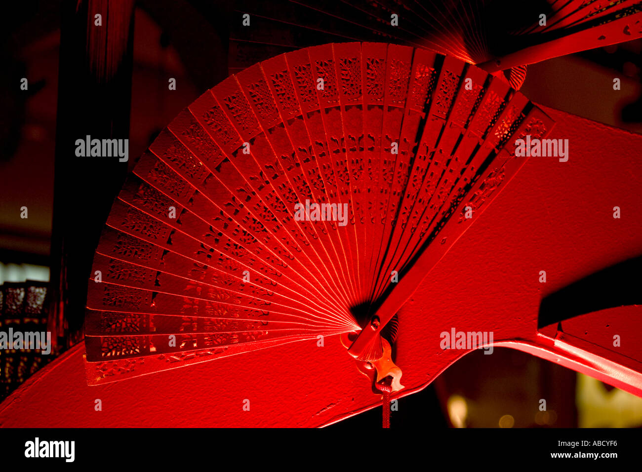 red chinese paper fan Stock Photo Alamy