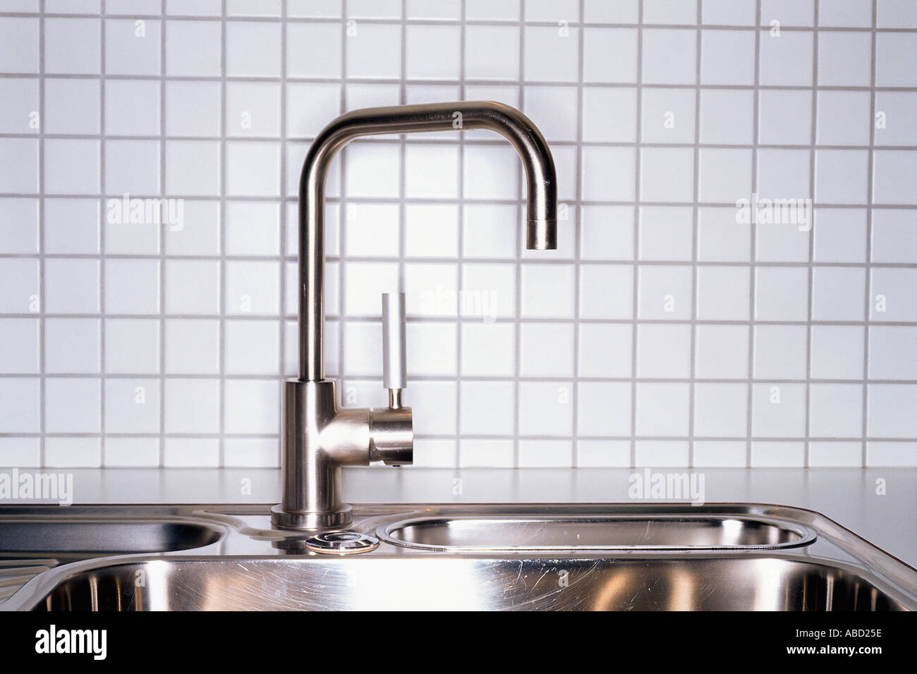 Metal kitchen sink Stock Photo Alamy