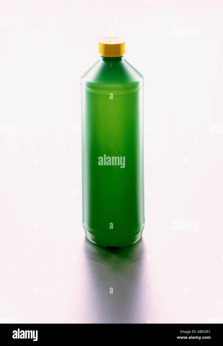 Green plastic bottle Stock Photo