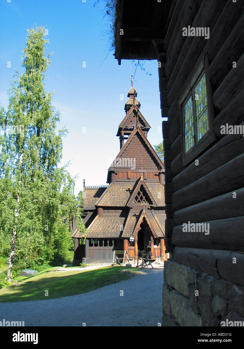 Stave Church of Gol in Norwegian Folk museum, Oslo, Norway Stock Photo