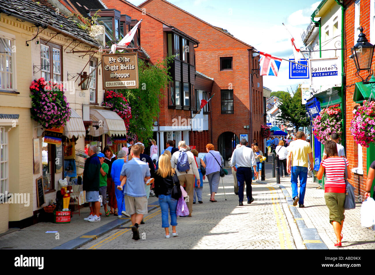 Outdoor Market day Shops and Architecture, Christchurch, Dorset England