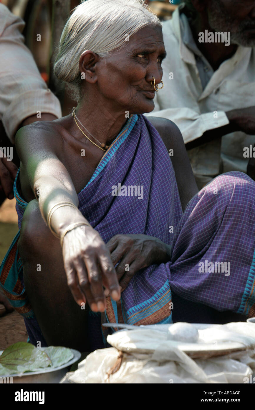 Tribal market at Kunduli near Koraput, Orissa, India Stock Photo
