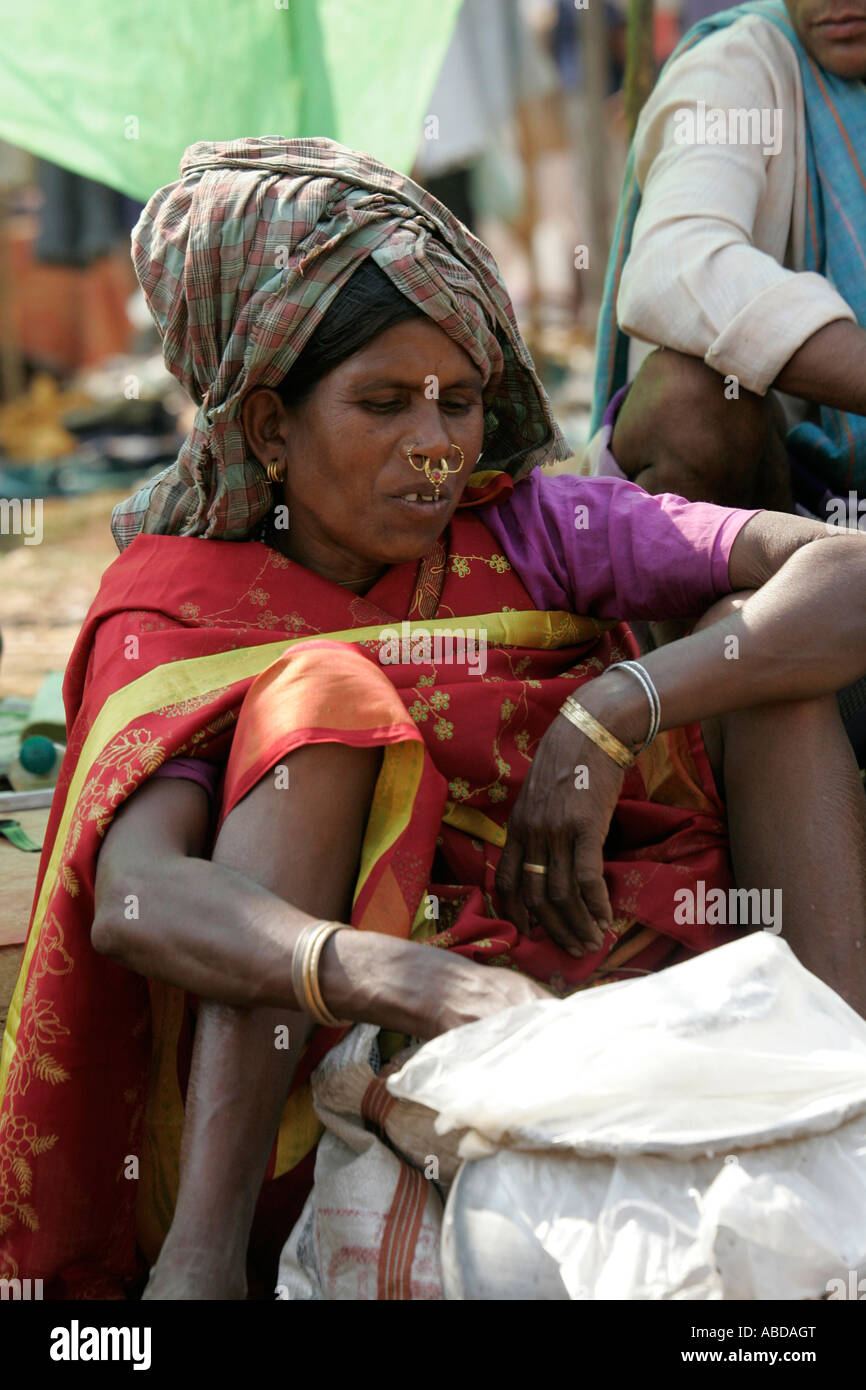 Tribal market at Kunduli near Koraput, Orissa, India Stock Photo