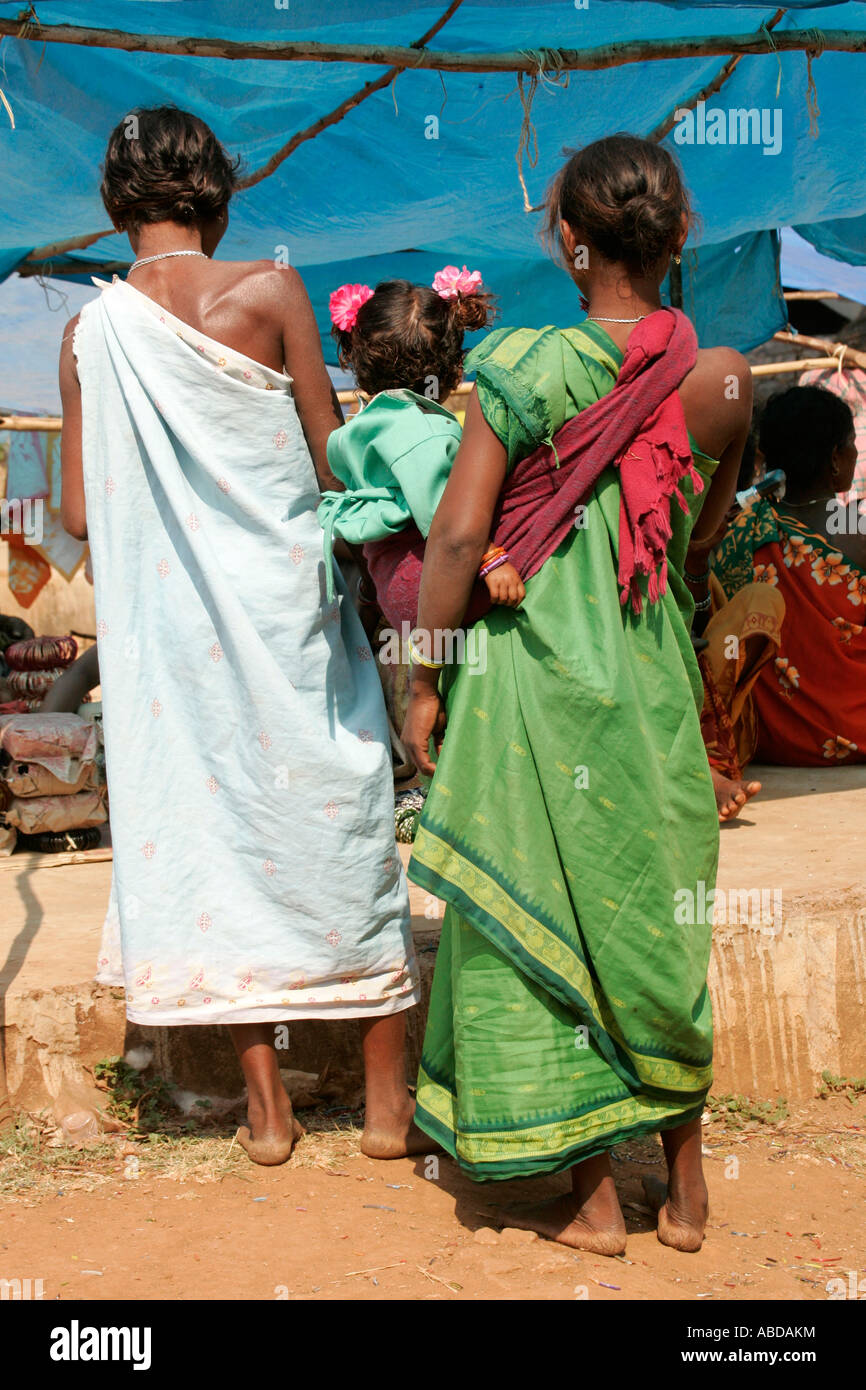 Women at the tribal market at Kunduli near Koraput, Orissa, India Stock Photo