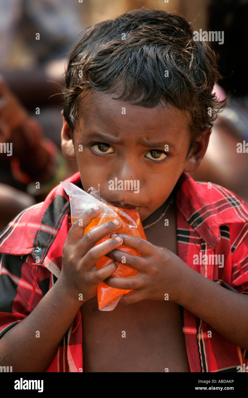 Boy at the tribal market at Kunduli near Koraput, Orissa, India Stock Photo