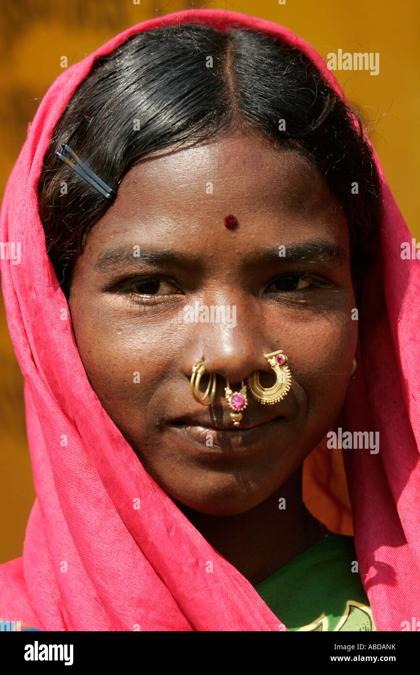 Woman at the tribal market at Kunduli near Koraput, Orissa, India Stock Photo
