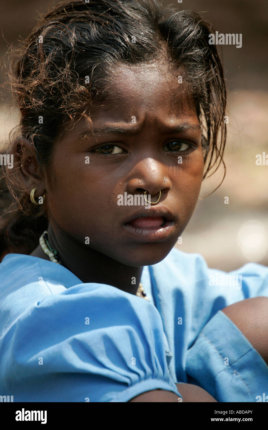 Girl at the tribal market at Kunduli near Koraput, Orissa, India Stock Photo