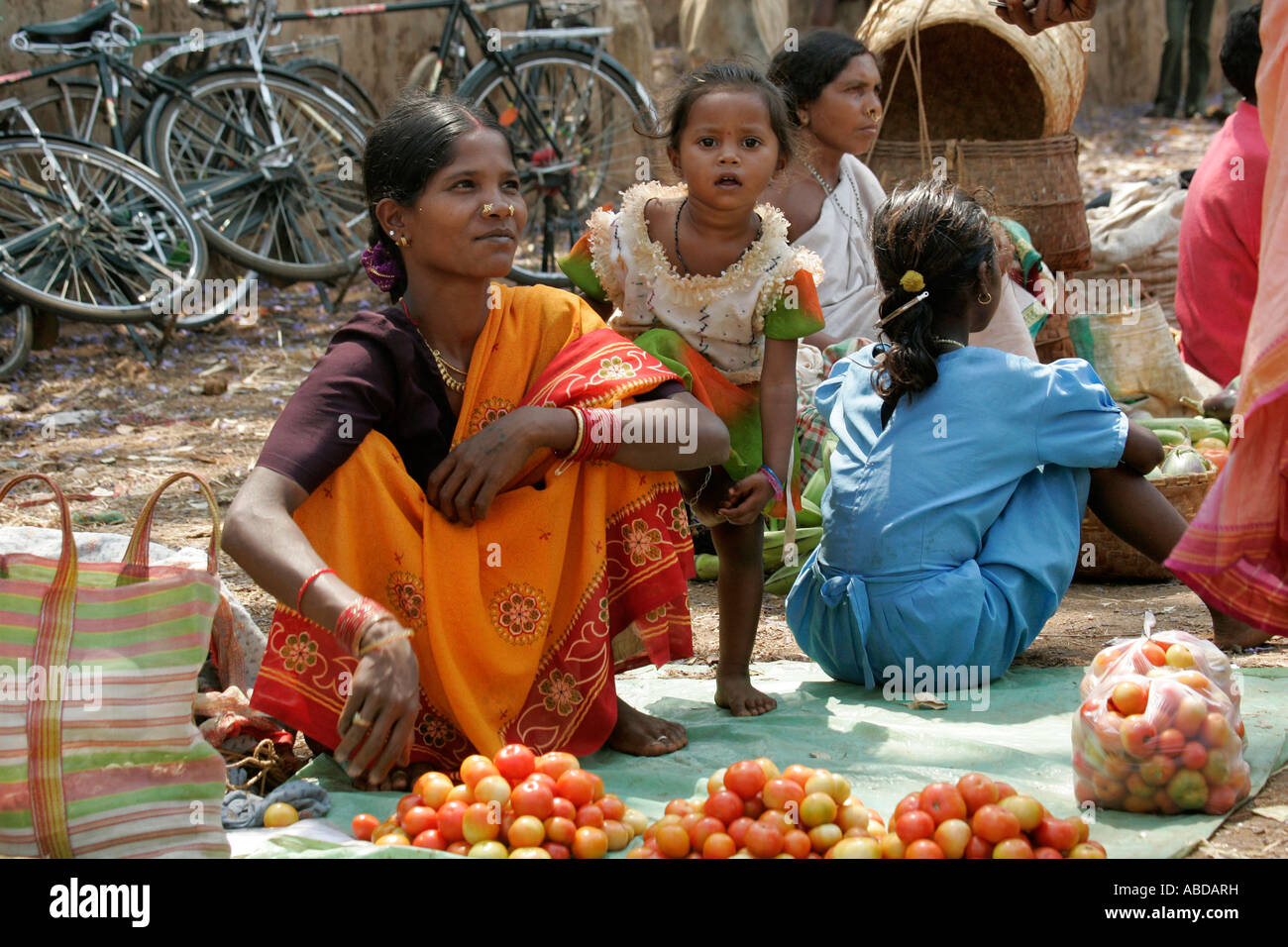 At the tribal market at Kunduli near Koraput, Orissa, India Stock Photo