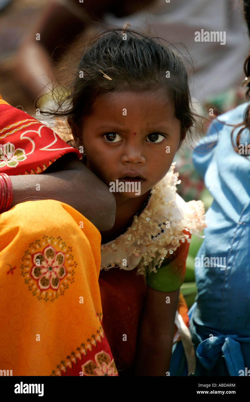 Girl at the tribal market at Kunduli near Koraput, Orissa, India Stock Photo