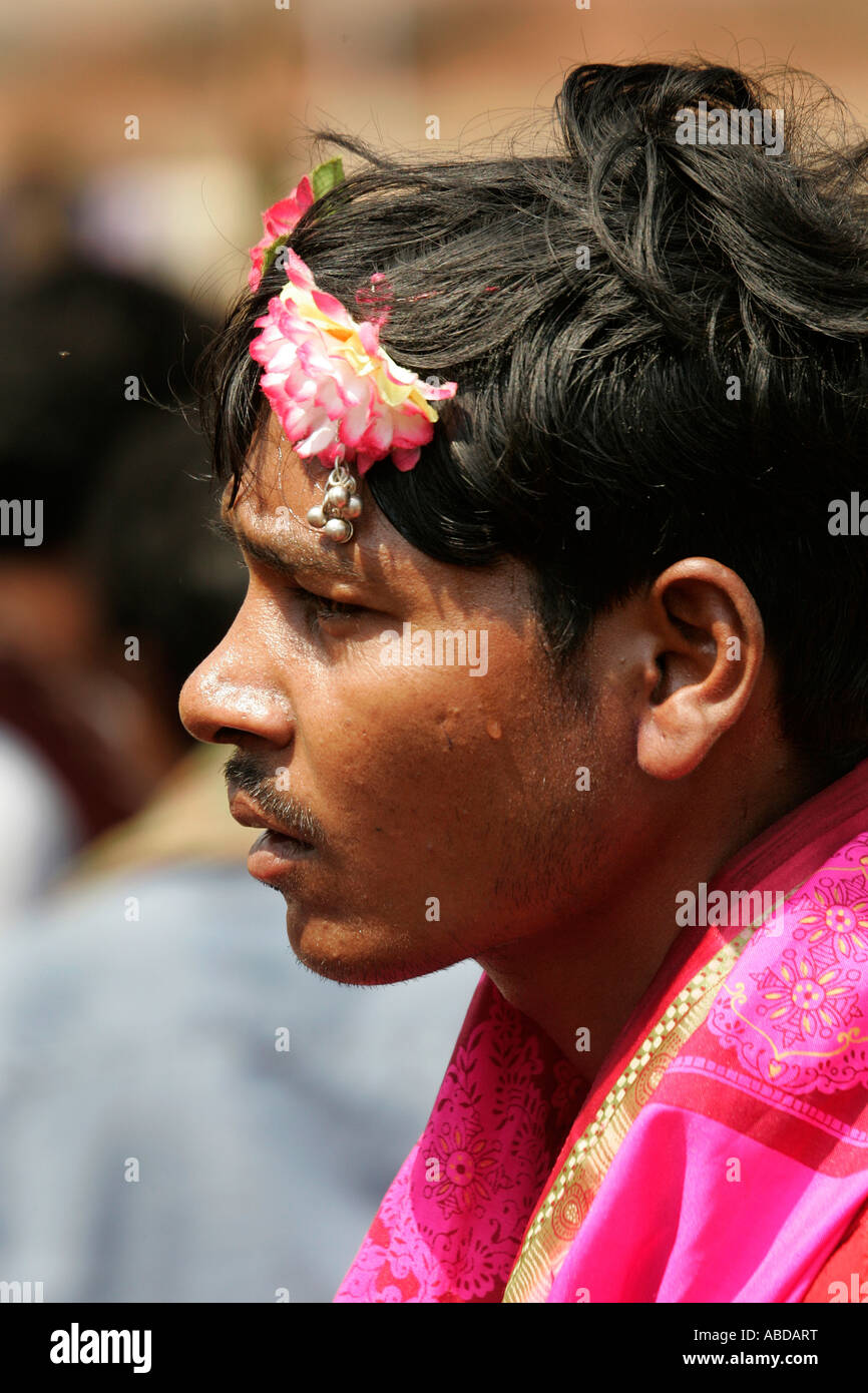 Tribesman at the tribal market at Kunduli near Koraput, Orissa, India Stock Photo