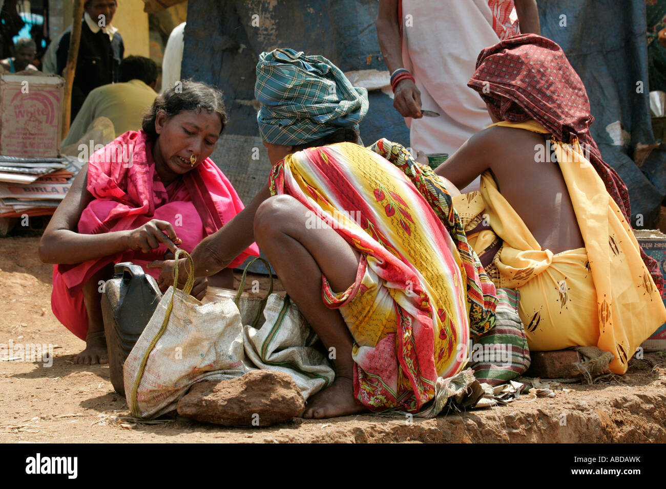 Tribeswomen at the tribal market at Kunduli near Koraput, Orissa, India Stock Photo