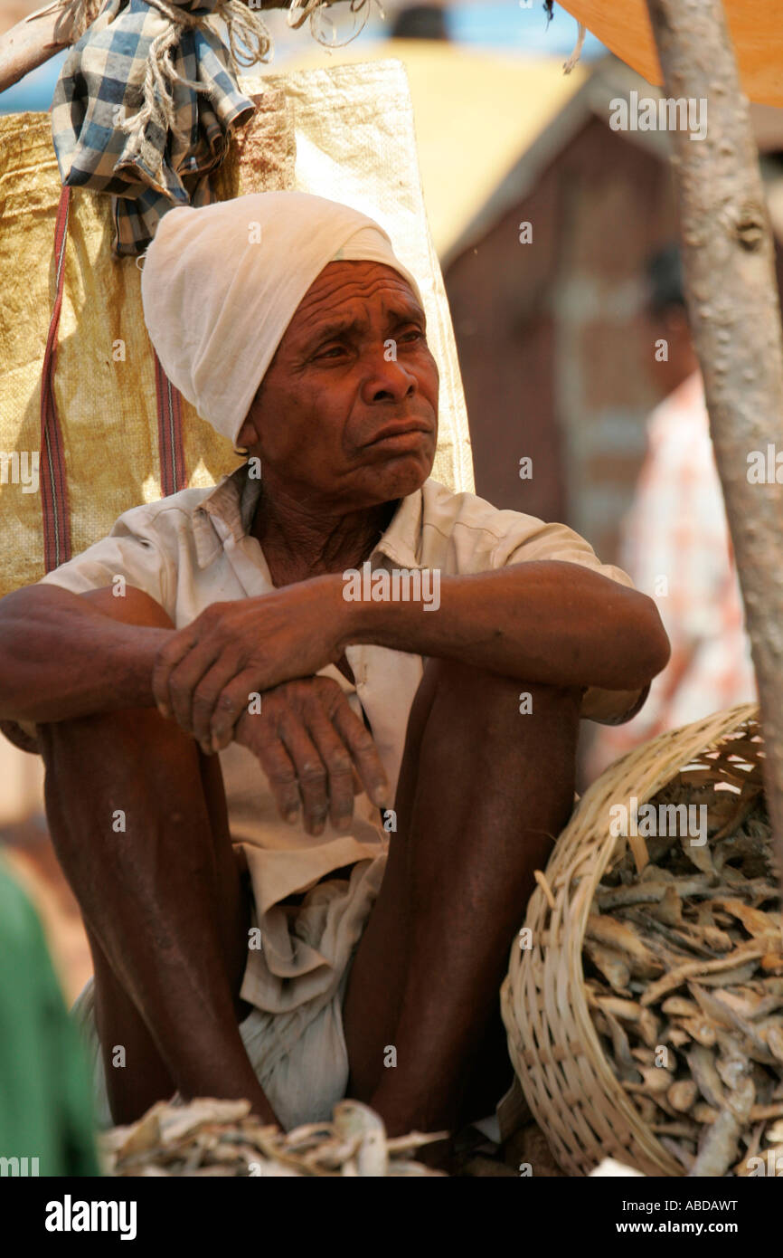 Man at the tribal market at Kunduli near Koraput, Orissa, India Stock Photo