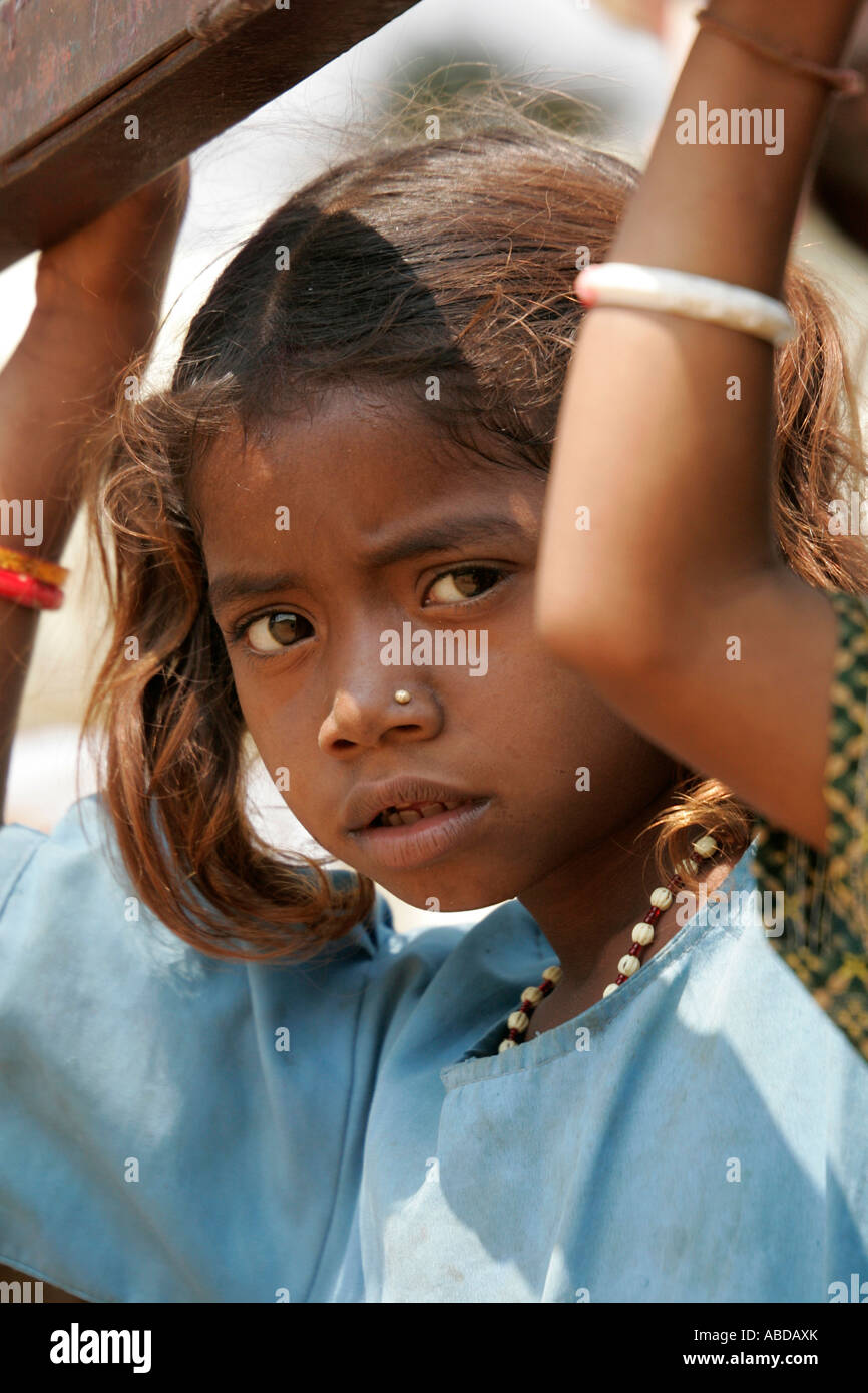 Girl at the tribal market at Kunduli near Koraput, Orissa, India Stock Photo