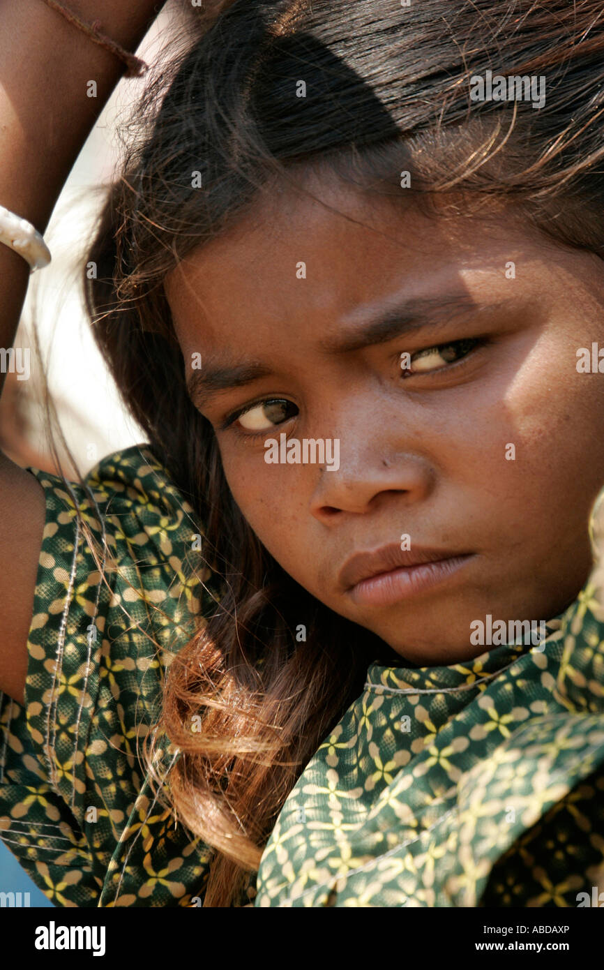 Girl at the tribal market at Kunduli near Koraput, Orissa, India Stock Photo