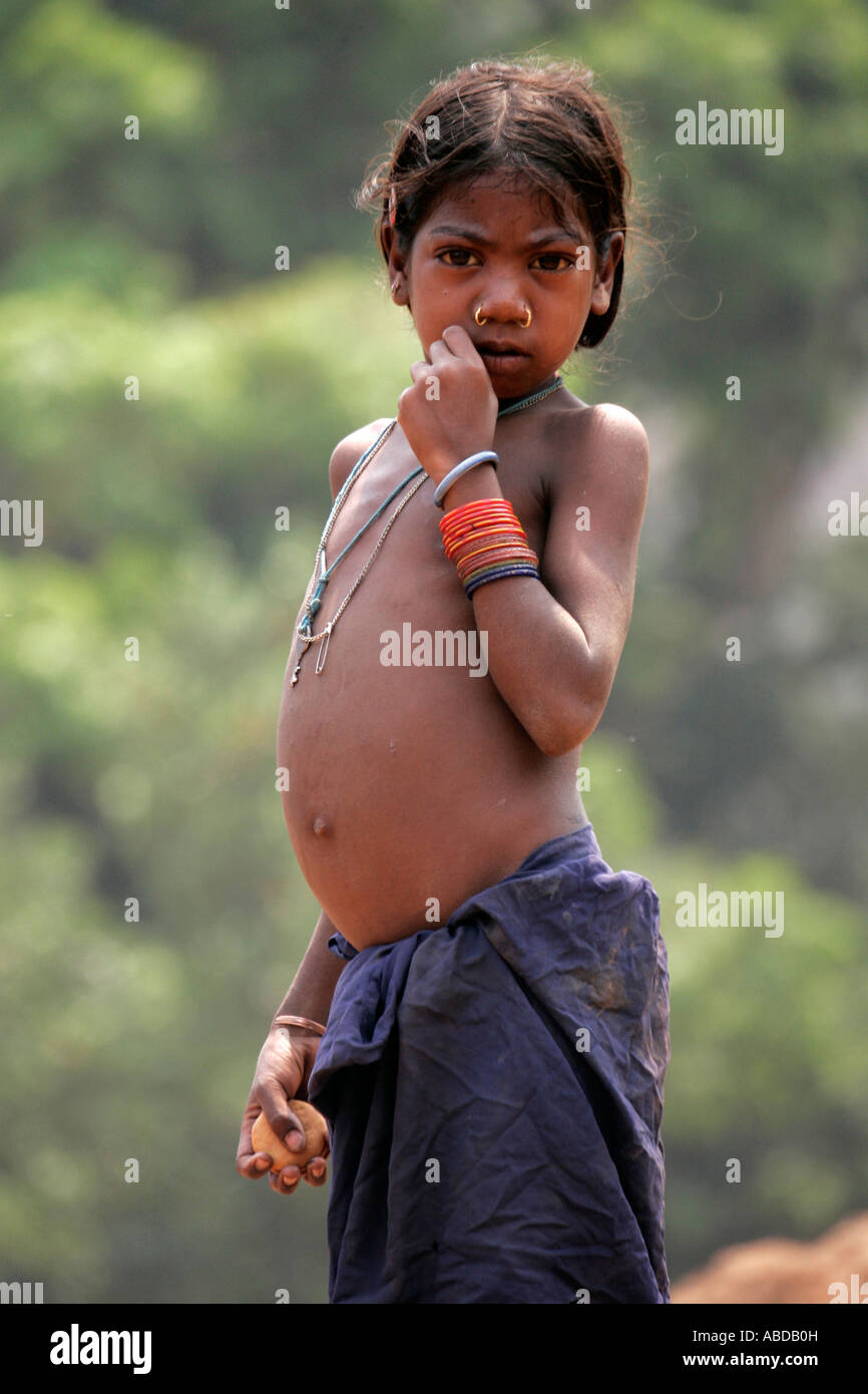 Child at the village of Madhlibad, near Rayagada, Orissa, India Stock Photo