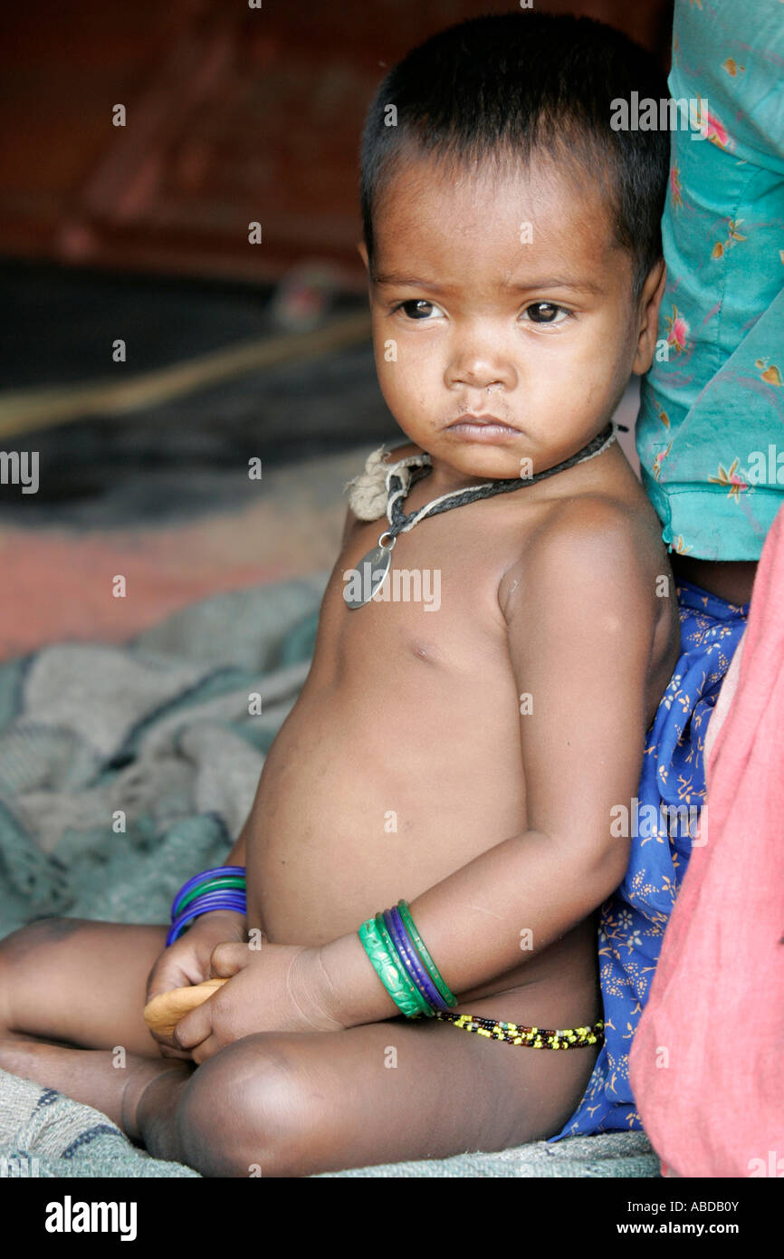 Child at the village of Madhlibad, near Rayagada, Orissa, India Stock Photo