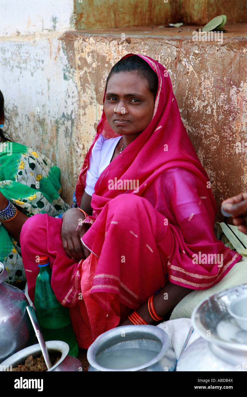 Tribeswoman at the tribal market at Kunduli near Koraput, Orissa, India Stock Photo