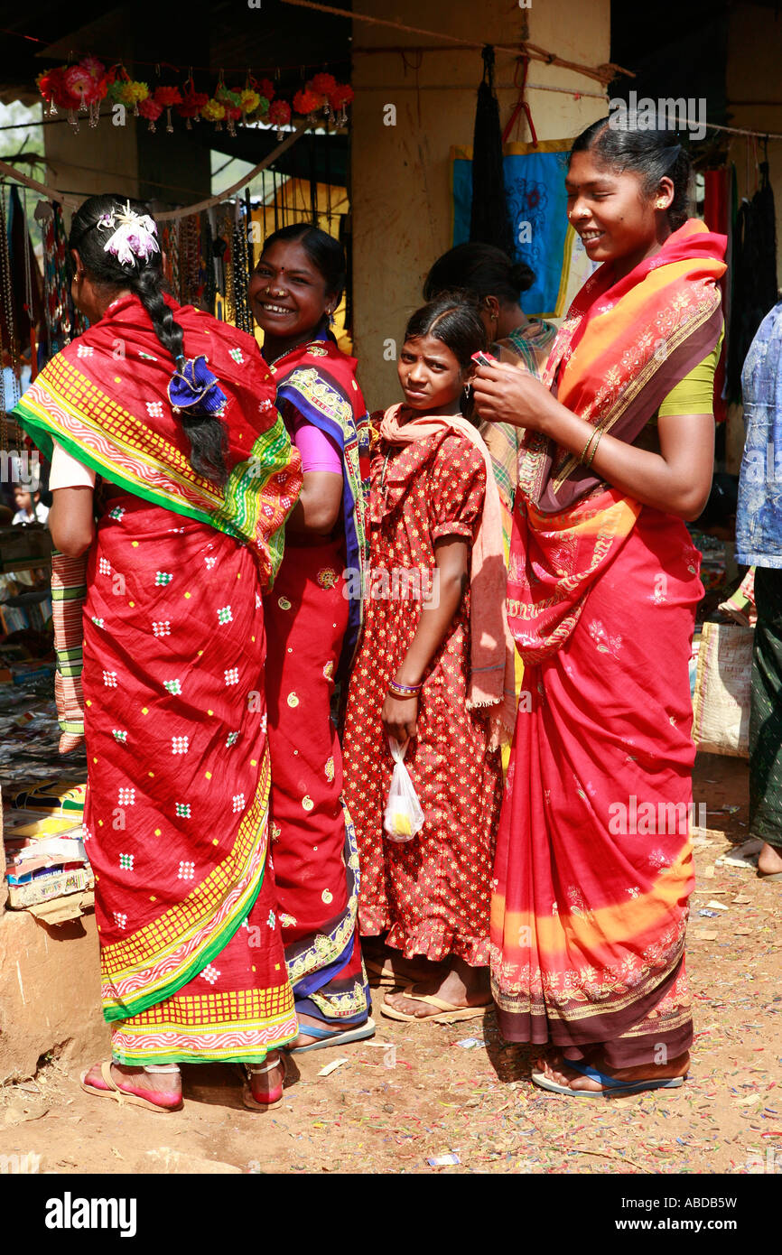 Tribeswoman at the tribal market at Kunduli near Koraput, Orissa, India Stock Photo
