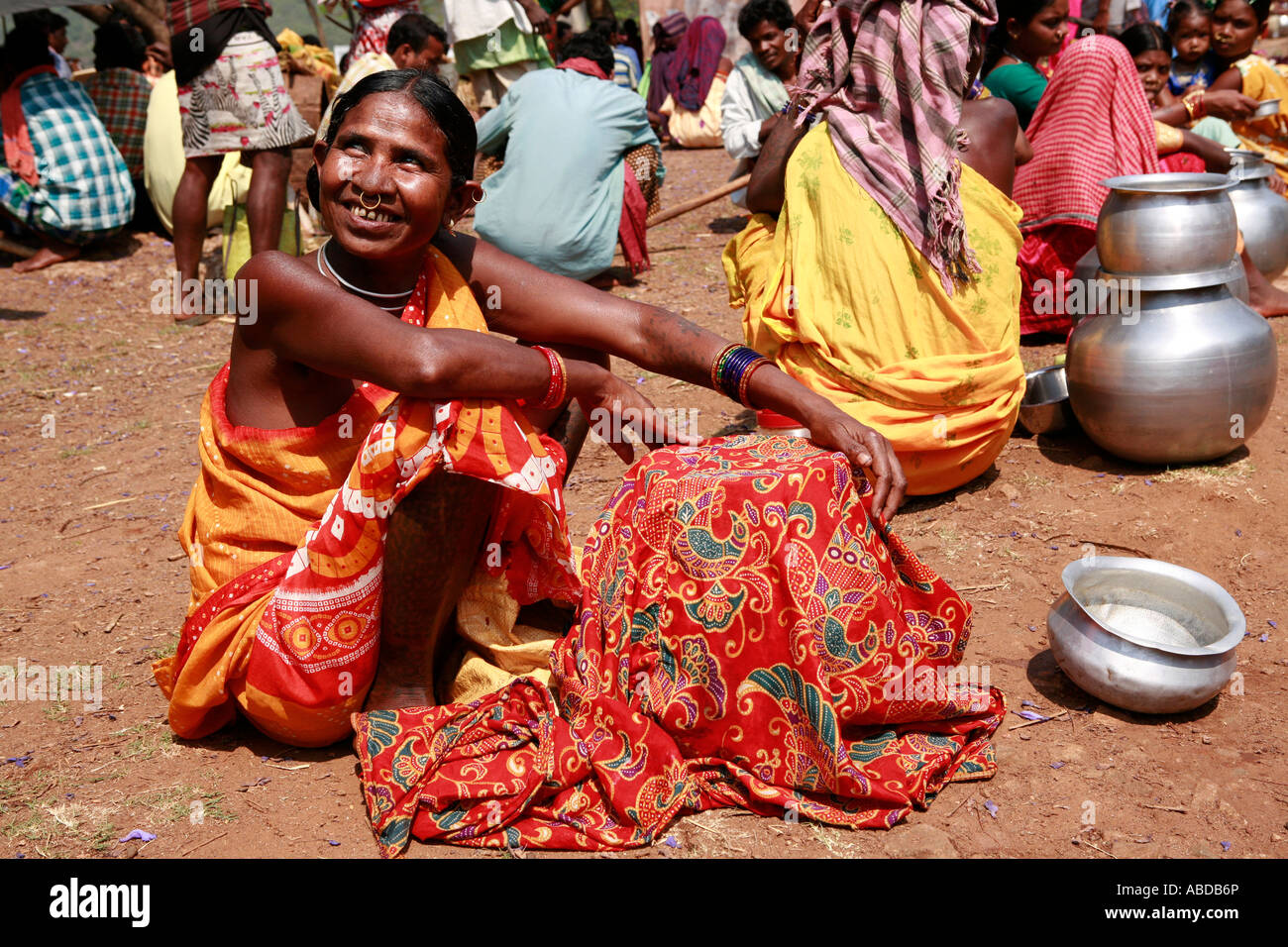 Tribeswomen at the tribal market at Kunduli near Koraput, Orissa, India Stock Photo