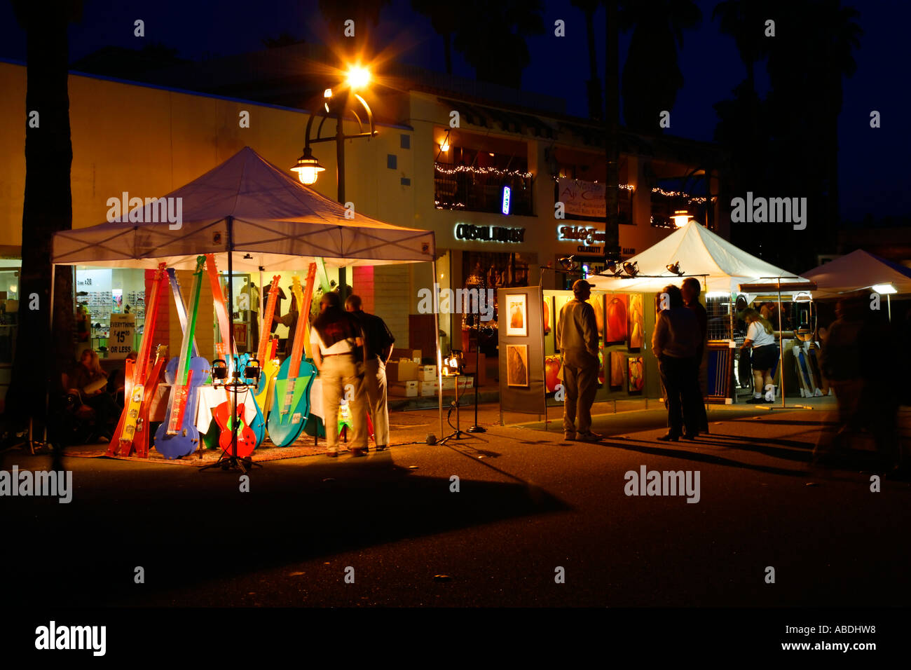 Village Fest the open air Street Fair closes down the main street Palm Canyon Drive Palm Springs California Stock Photo