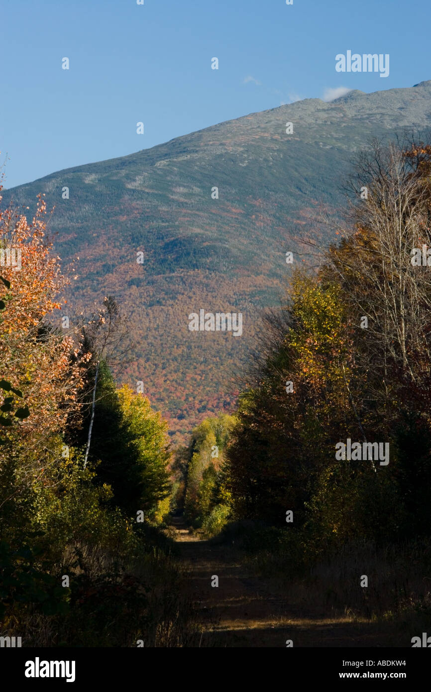 A rail trail in Jefferson NH Mount Madison is in the distance White Mountains Stock Photo Alamy