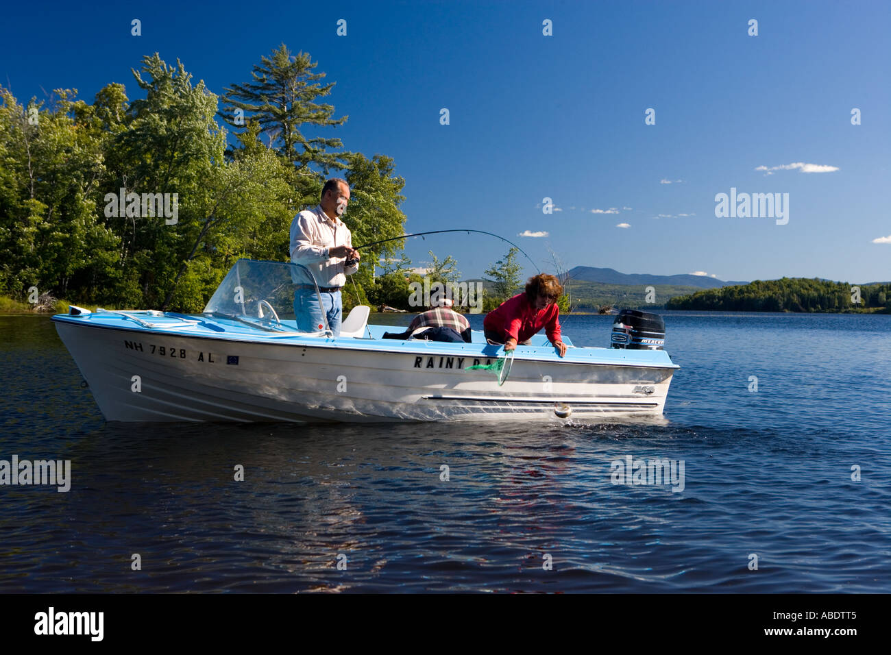 Fishing for bass on Umbagog Lake in Errol NH Stock Photo Alamy