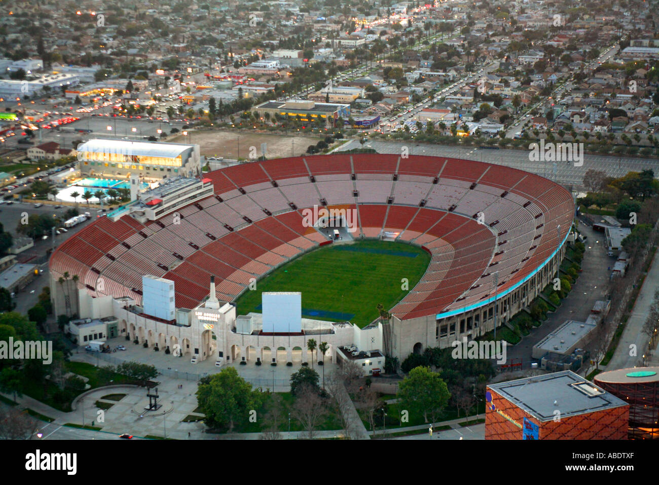Aerial view of Los Angeles Memorial Coliseum California Stock Photo