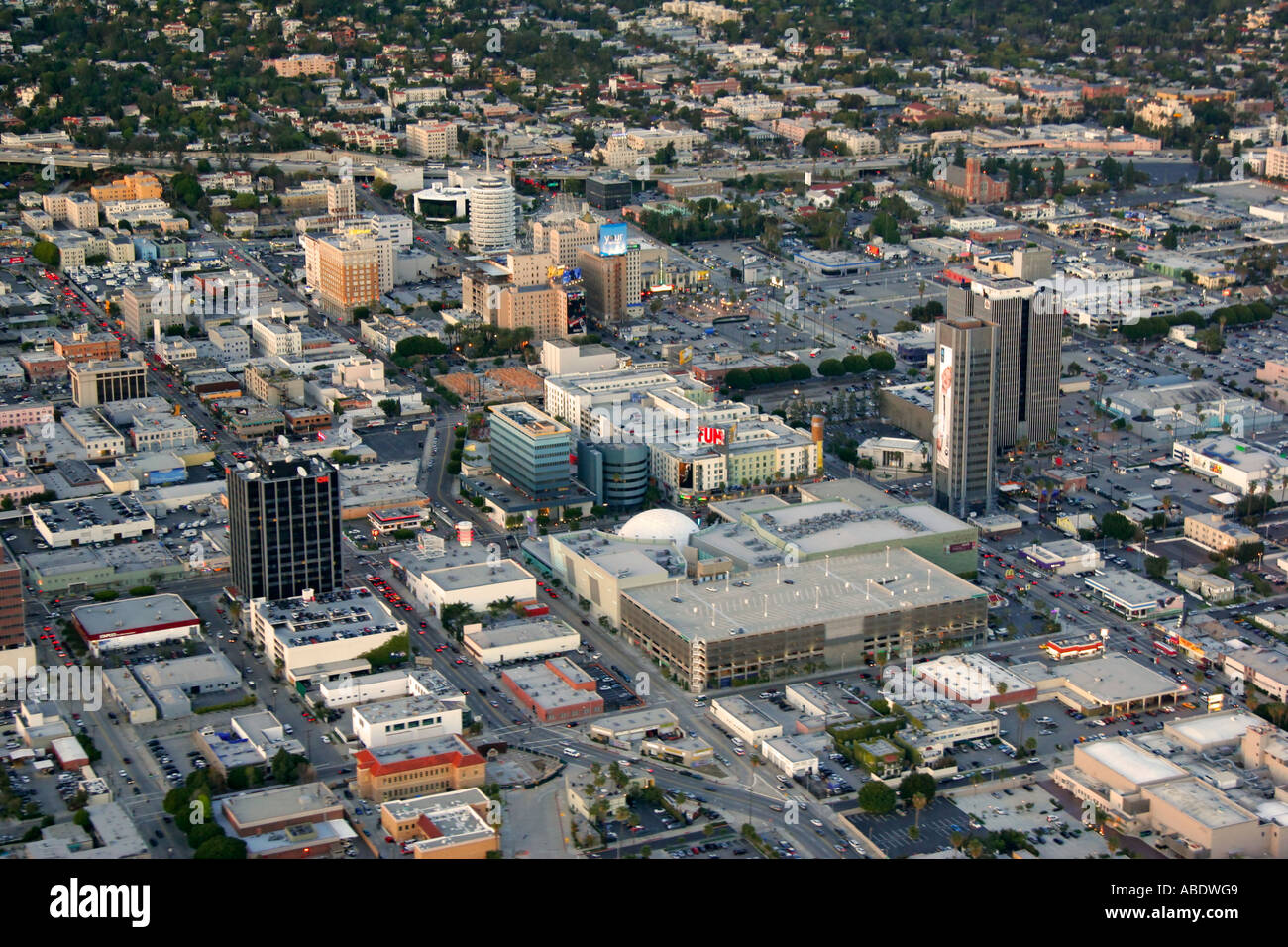 Aerial view of Hollywood Los Angeles California Stock Photo