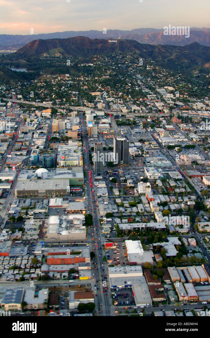 Aerial view of Hollywood Los Angeles California Stock Photo