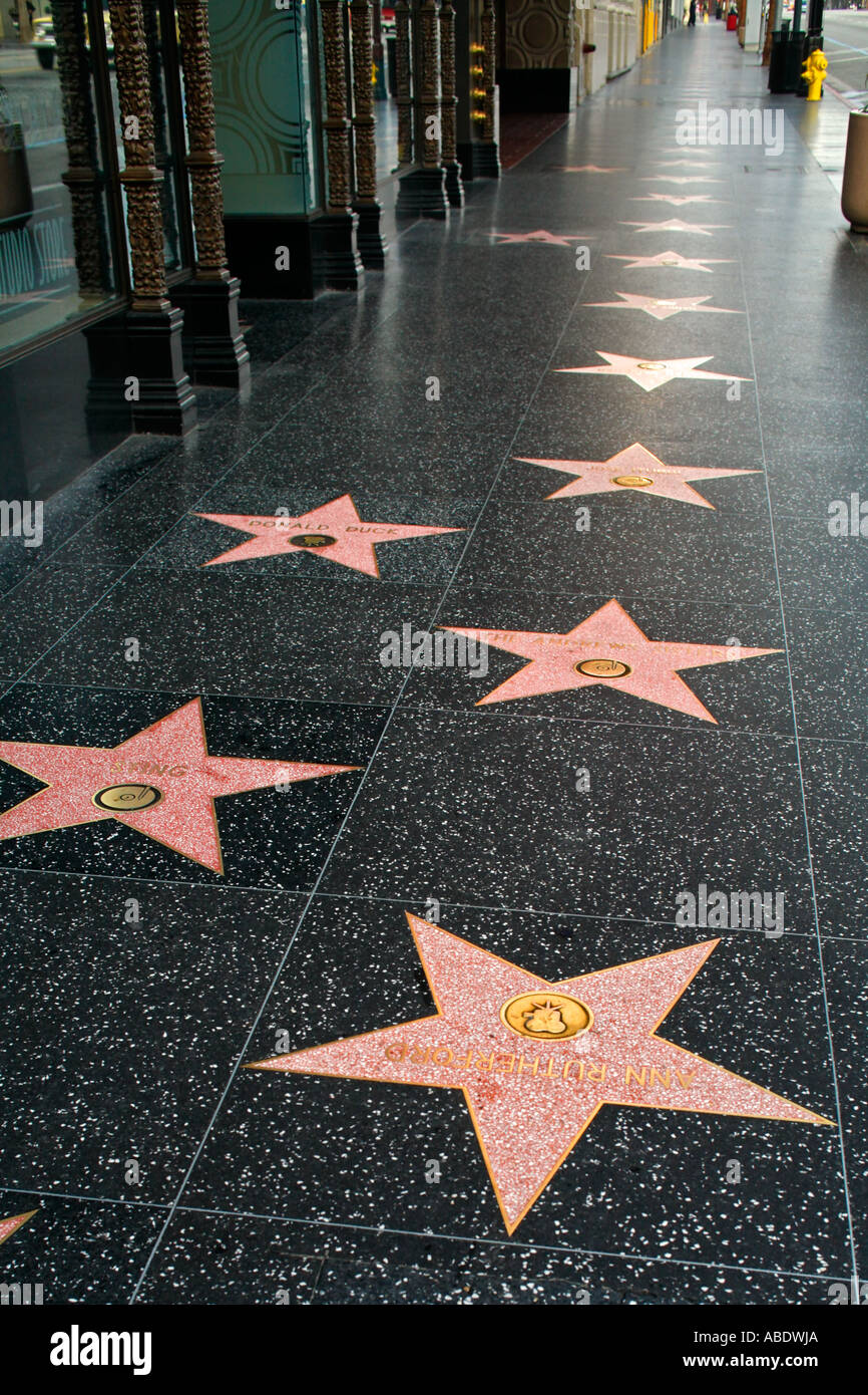 Stars on the Hollywood Walk of Fame Hollywood Boulevard Hollywood Los Angeles California Stock Photo