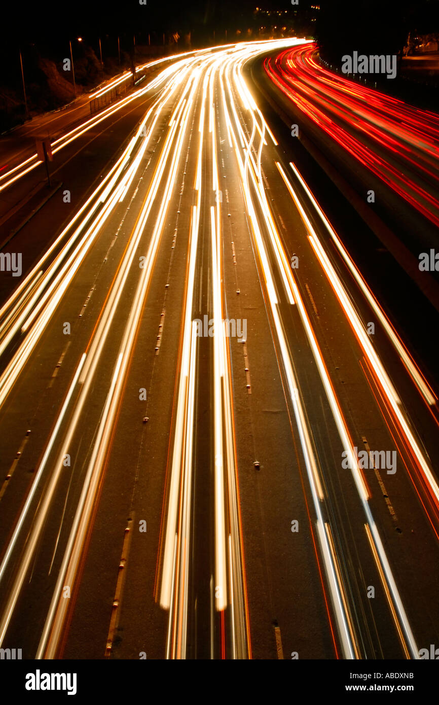 The Hollywood Freeway at night Los Angeles California Stock Photo