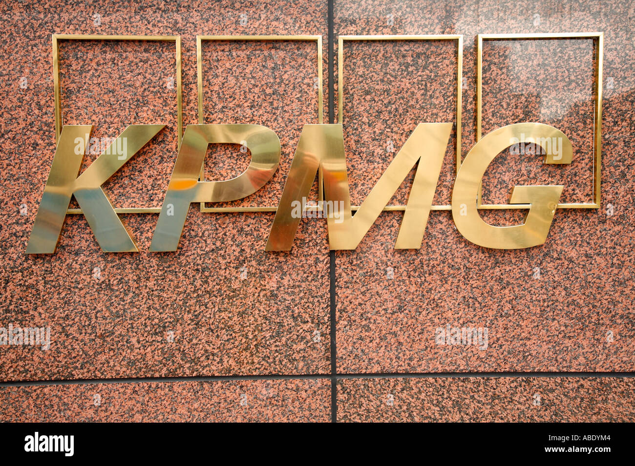 KPMG sign on a office buildings in downtown Los Angeles California