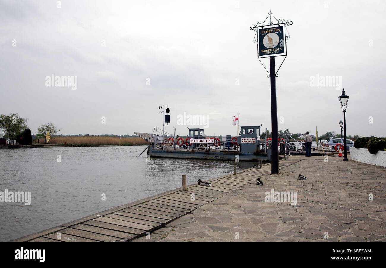 Reedham Ferry crossing River Yare, Norfolk Broads, East Anglia, England Stock Photo